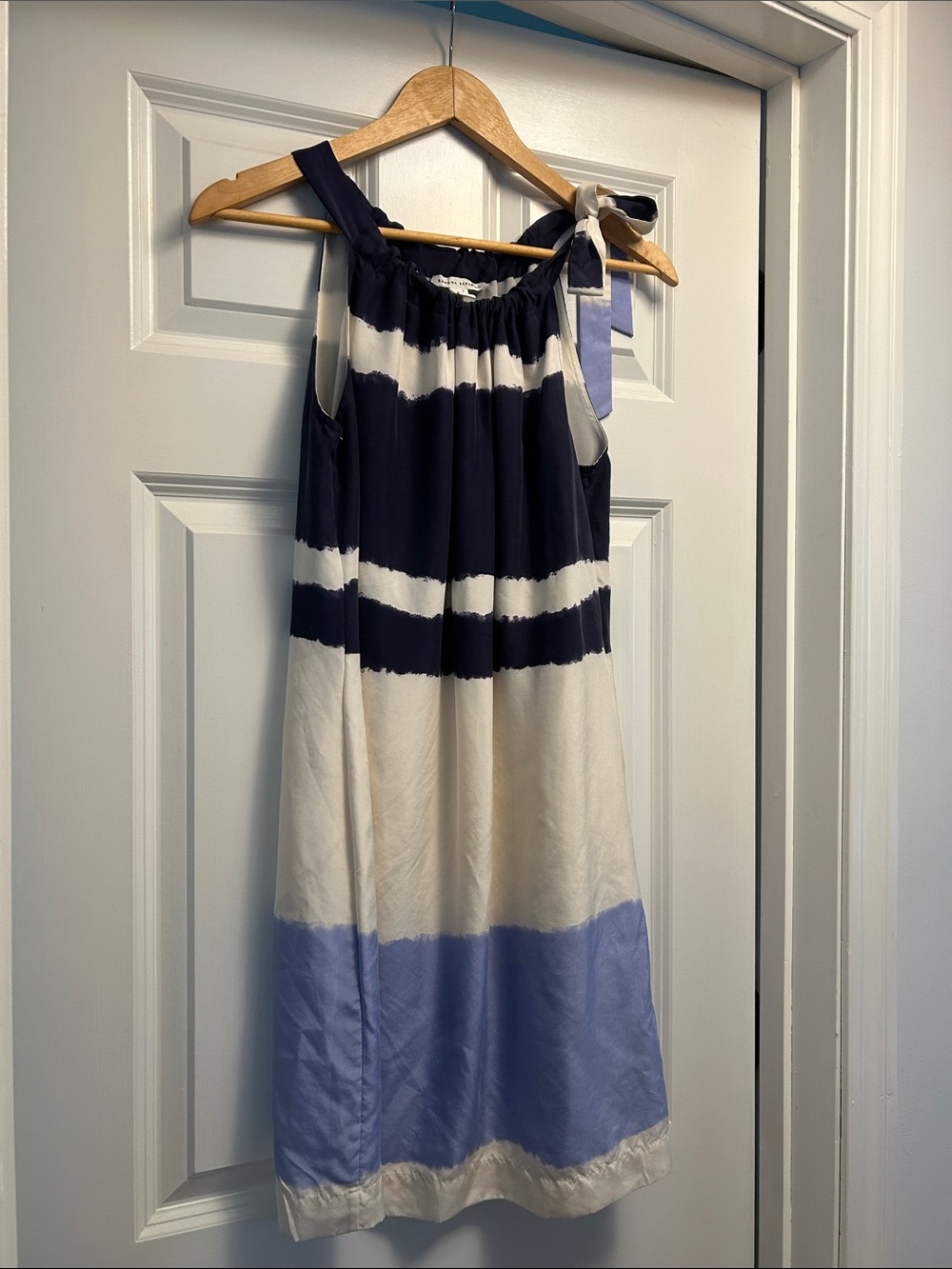 Banana Republic Navy, White & Light Blue Tie-Shoulder Women’s Sundress